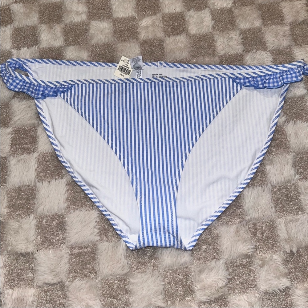 Aerie Blue and White Striped swim Bikini Bottom‎ XL